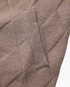 Men's Diamond Knit Zip Cardigan with Spread Collar