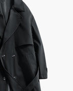 Men's Double-Breasted Trench Coat with Belt and Epaulettes