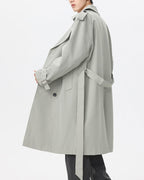 Men's Double-Breasted Trench Coat with Belt and Epaulettes