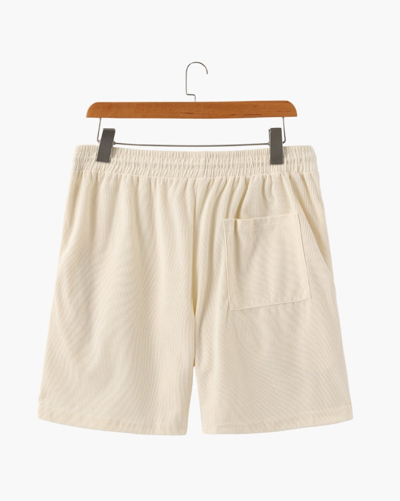Men's Fine-Rib Corduroy Shorts with Drawstring Waist