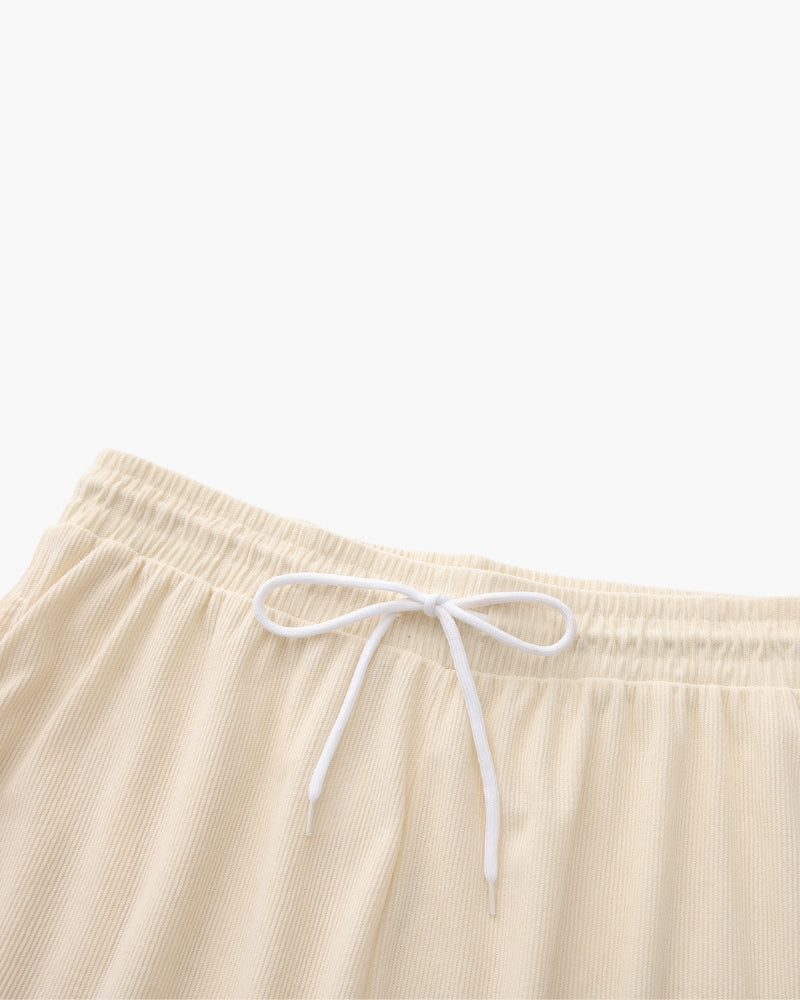 Men's Fine-Rib Corduroy Shorts with Drawstring Waist