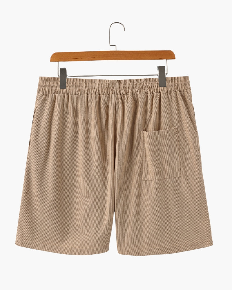 Men's Fine-Rib Corduroy Shorts with Drawstring Waist