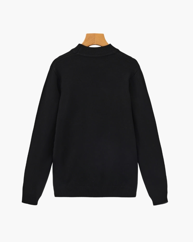 Men's Fine Ribbed Mock Neck Sweater with Clean Silhouette