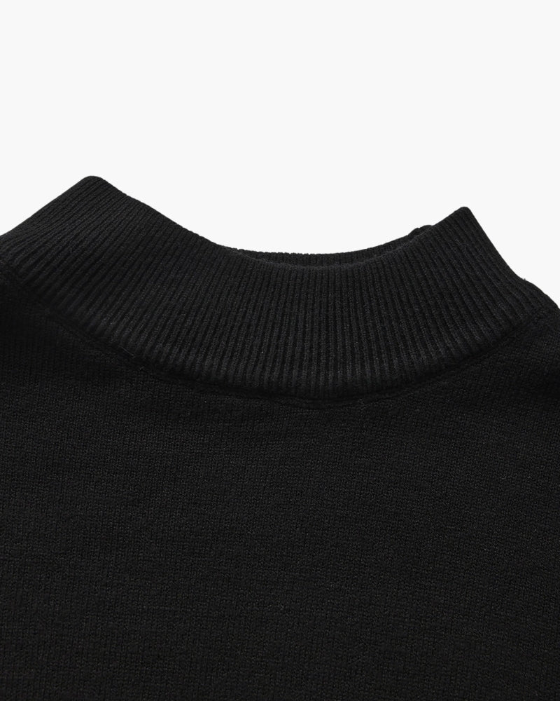 Men's Fine Ribbed Mock Neck Sweater with Clean Silhouette