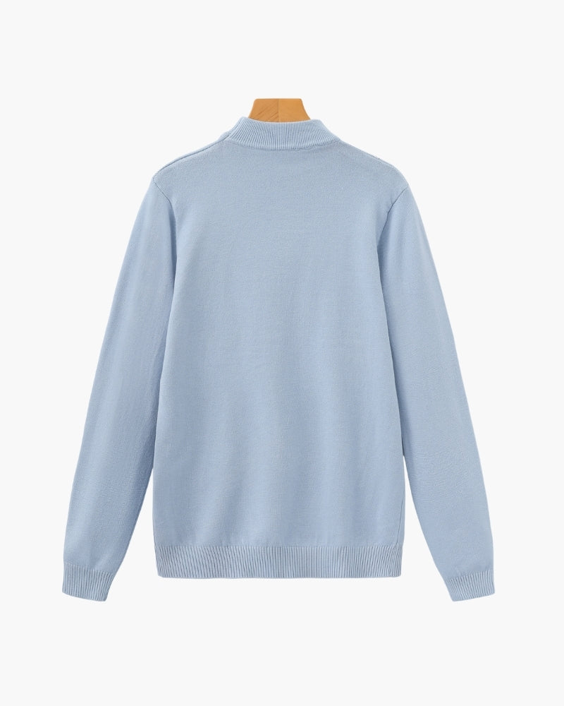 Men's Fine Ribbed Mock Neck Sweater with Clean Silhouette