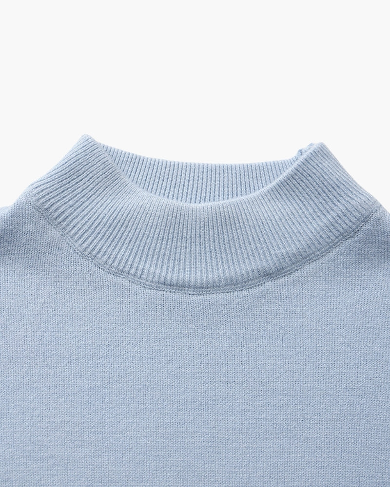 Men's Fine Ribbed Mock Neck Sweater with Clean Silhouette