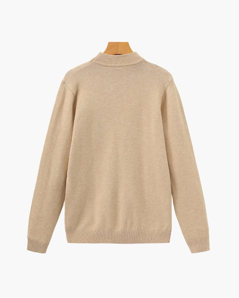 Men's Fine Ribbed Mock Neck Sweater with Clean Silhouette