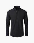 Men's Formal Long Sleeve Cotton Shirt with Pointed Collar - Black