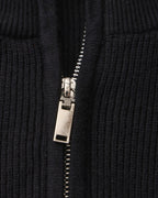 Men's Half-Zip Knit Pullover with Stand Collar and Ribbed Trims