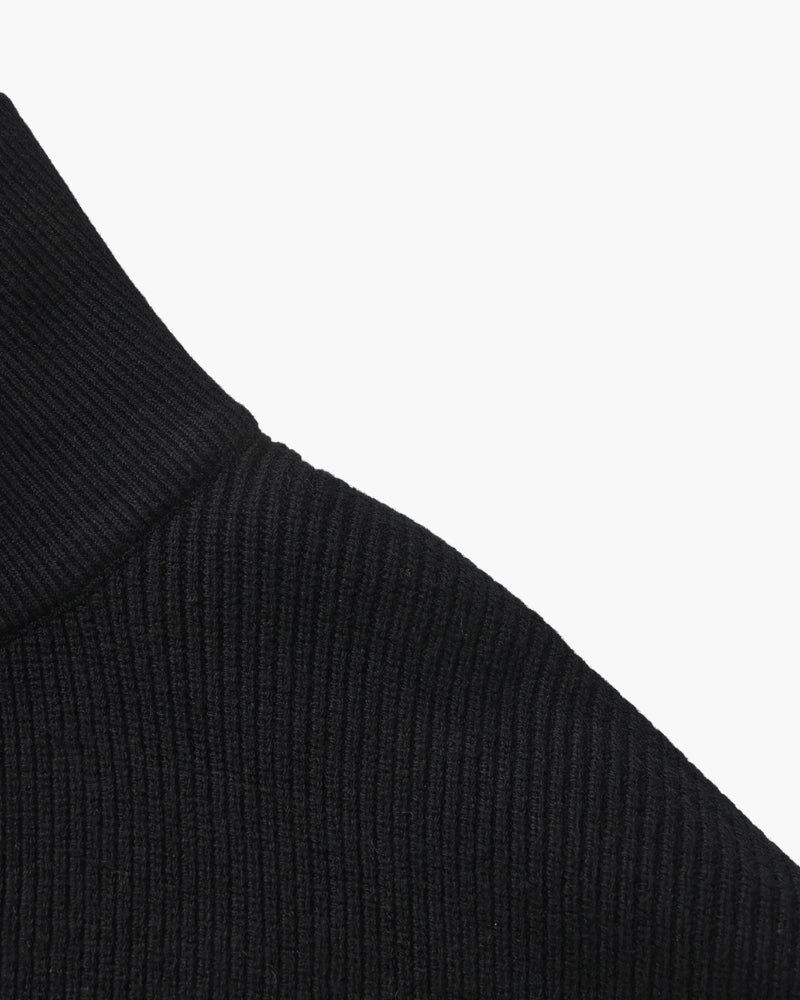 Men's Half-Zip Knit Pullover with Stand Collar and Ribbed Trims