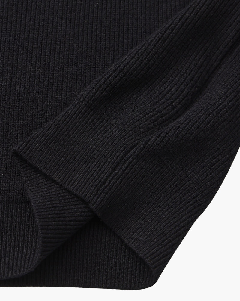 Men's Half-Zip Knit Pullover with Stand Collar and Ribbed Trims