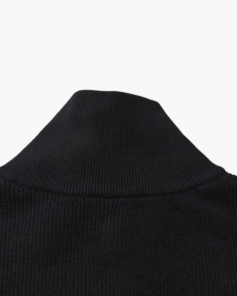 Men's Half-Zip Knit Pullover with Stand Collar and Ribbed Trims