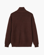 Men's Half-Zip Knit Pullover with Stand Collar and Ribbed Trims