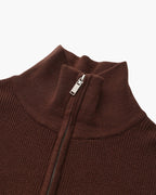 Men's Half-Zip Knit Pullover with Stand Collar and Ribbed Trims