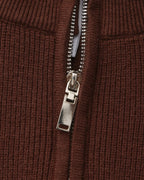 Men's Half-Zip Knit Pullover with Stand Collar and Ribbed Trims