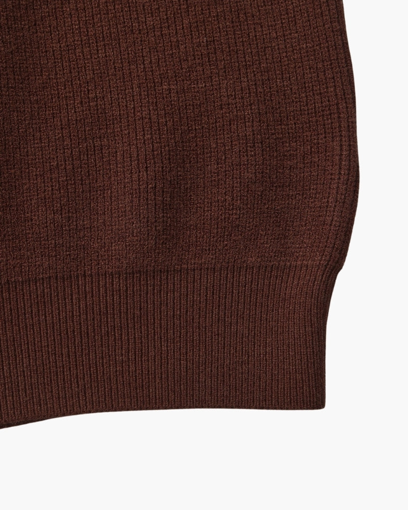 Men's Half-Zip Knit Pullover with Stand Collar and Ribbed Trims