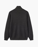 Men's Half-Zip Knit Pullover with Stand Collar and Ribbed Trims