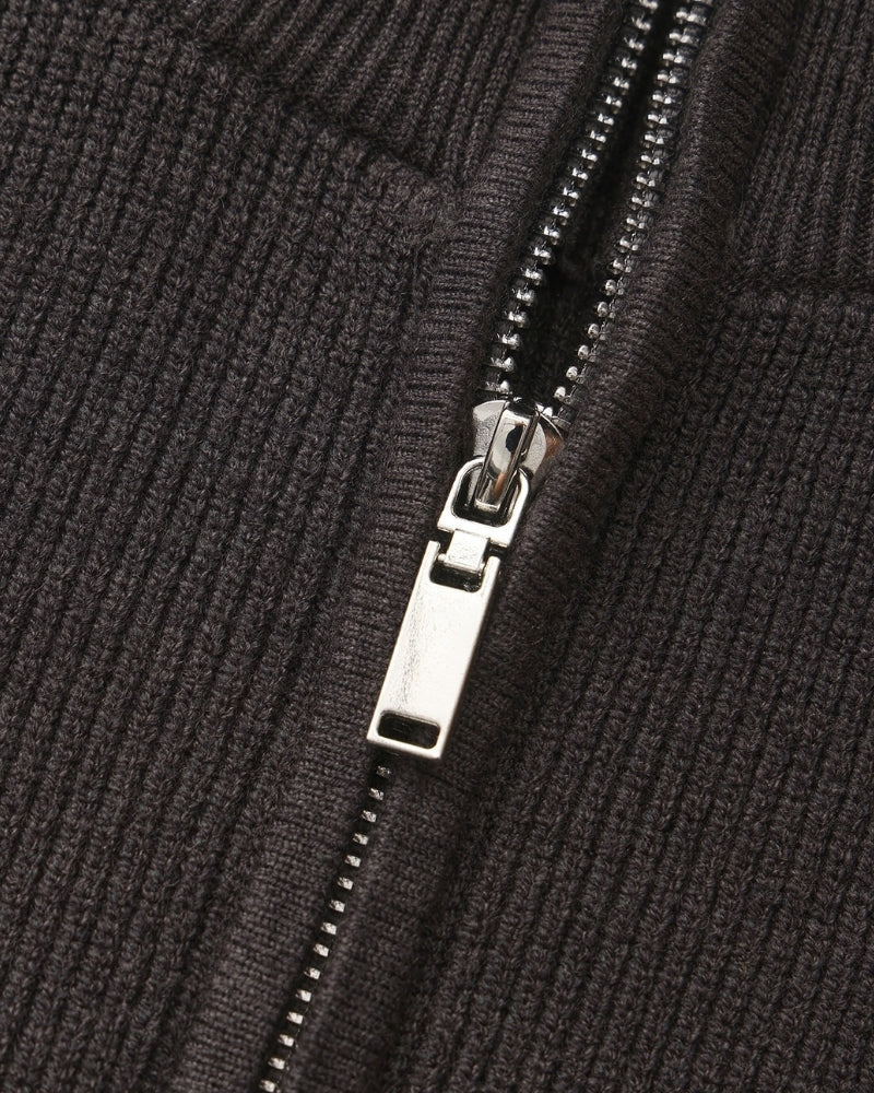 Men's Half-Zip Knit Pullover with Stand Collar and Ribbed Trims