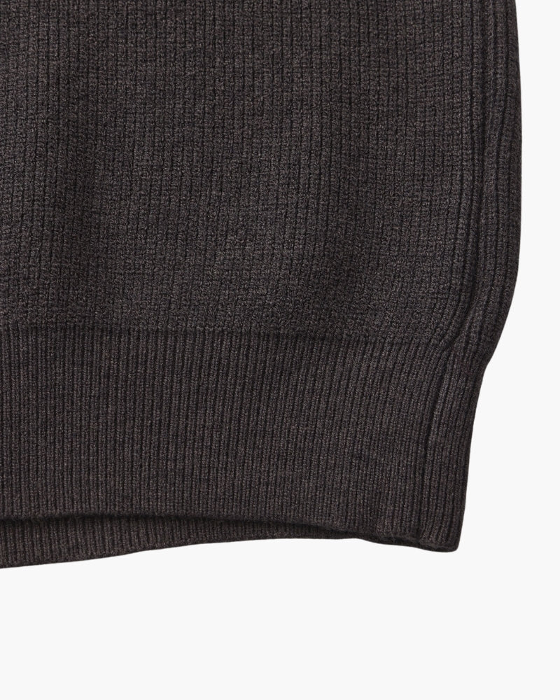 Men's Half-Zip Knit Pullover with Stand Collar and Ribbed Trims