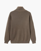 Men's Half-Zip Knit Pullover with Stand Collar and Ribbed Trims