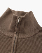 Men's Half-Zip Knit Pullover with Stand Collar and Ribbed Trims