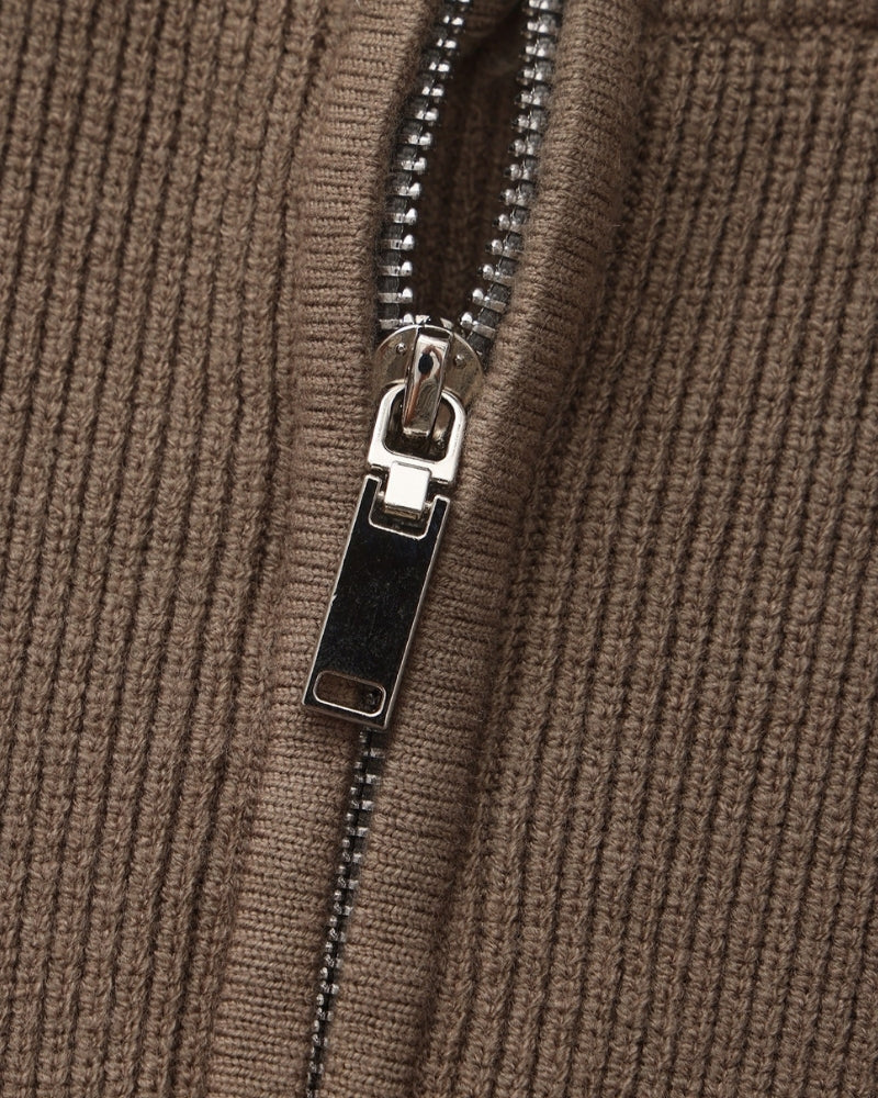 Men's Half-Zip Knit Pullover with Stand Collar and Ribbed Trims