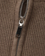 Men's Half-Zip Knit Pullover with Stand Collar and Ribbed Trims