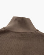 Men's Half-Zip Knit Pullover with Stand Collar and Ribbed Trims