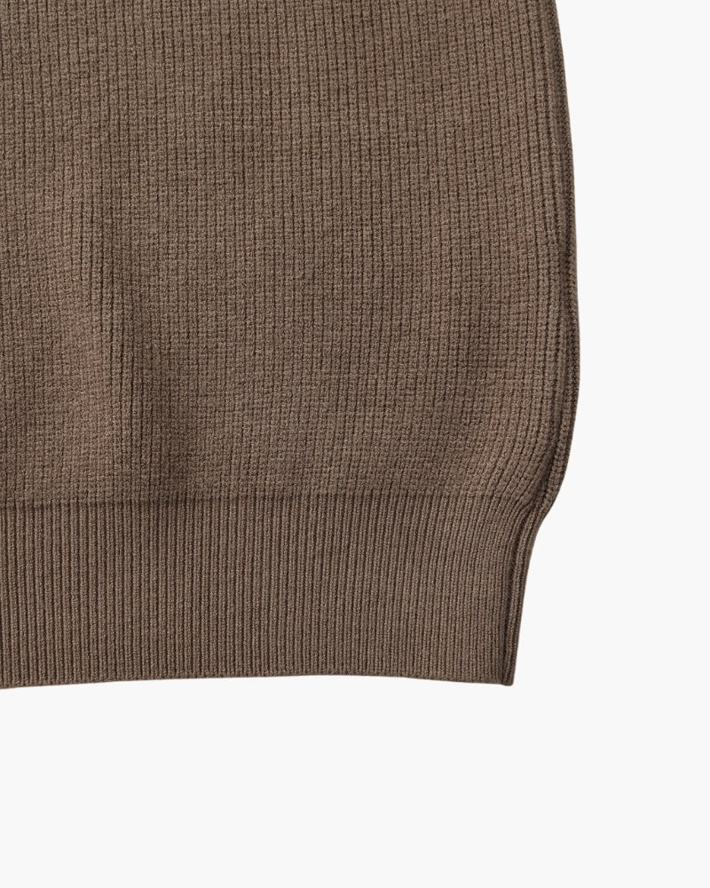 Men's Half-Zip Knit Pullover with Stand Collar and Ribbed Trims