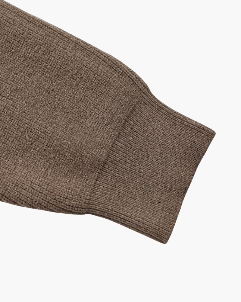 Men's Half-Zip Knit Pullover with Stand Collar and Ribbed Trims