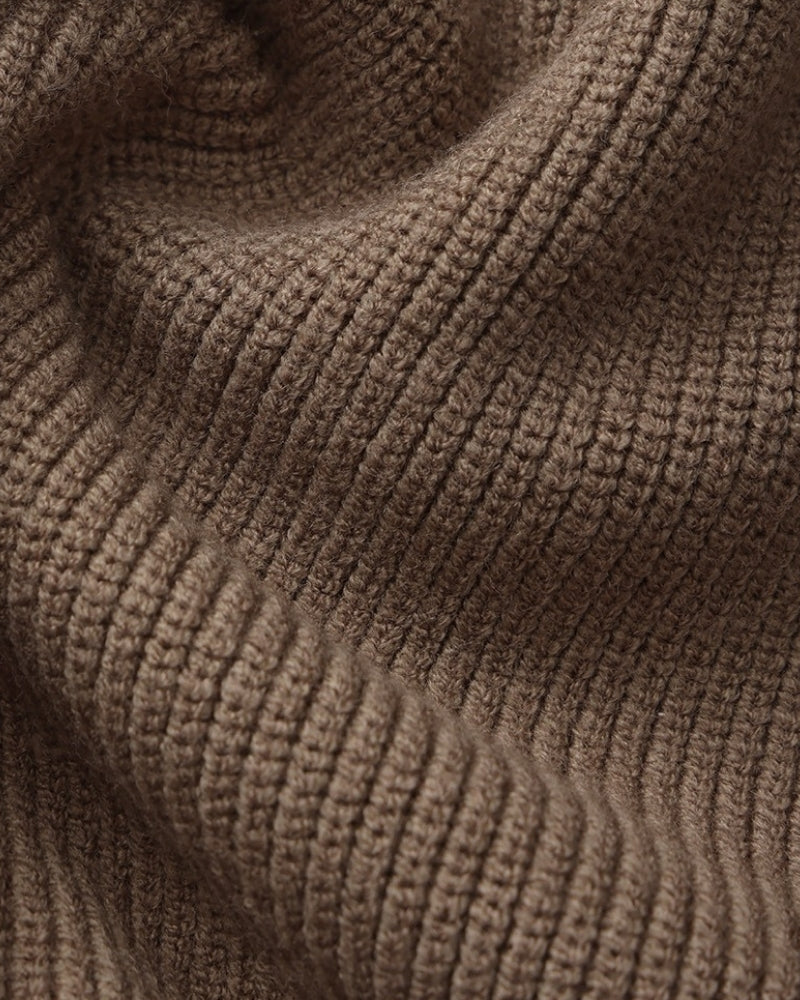 Men's Half-Zip Knit Pullover with Stand Collar and Ribbed Trims