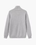 Men's Half-Zip Knit Pullover with Stand Collar and Ribbed Trims