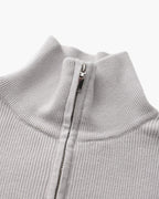 Men's Half-Zip Knit Pullover with Stand Collar and Ribbed Trims