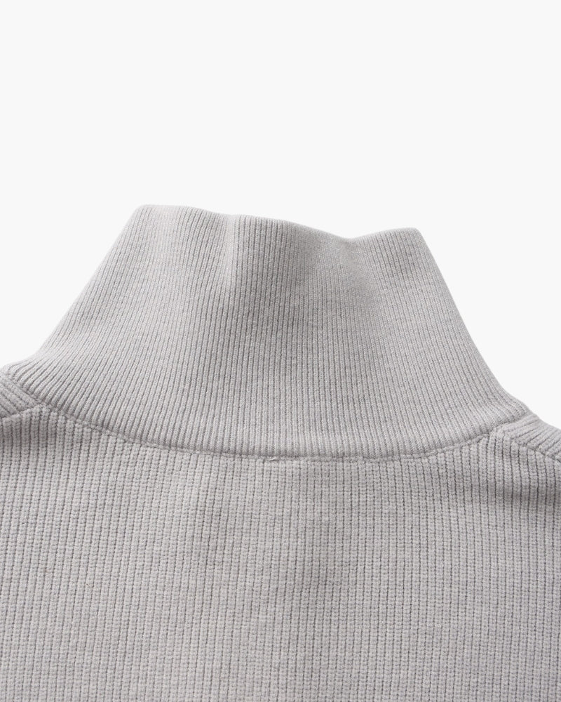 Men's Half-Zip Knit Pullover with Stand Collar and Ribbed Trims