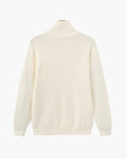 Men's Half-Zip Knit Pullover with Stand Collar and Ribbed Trims