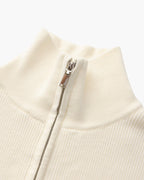 Men's Half-Zip Knit Pullover with Stand Collar and Ribbed Trims