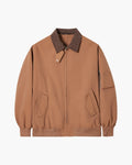 Men's Harrington Jacket with Point Collar and Zip Front - Brown
