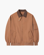 Men's Harrington Jacket with Point Collar and Zip Front - Brown