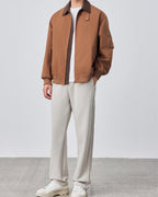 Men's Harrington Jacket with Point Collar and Zip Front
