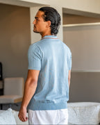 Men's Herringbone Knit Polo with Contrast Piping