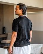 Men's Herringbone Knit Polo with Contrast Piping