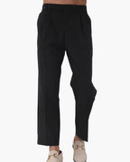 Men's High-Waist Tailored Trousers with Pleats and Belt Loops