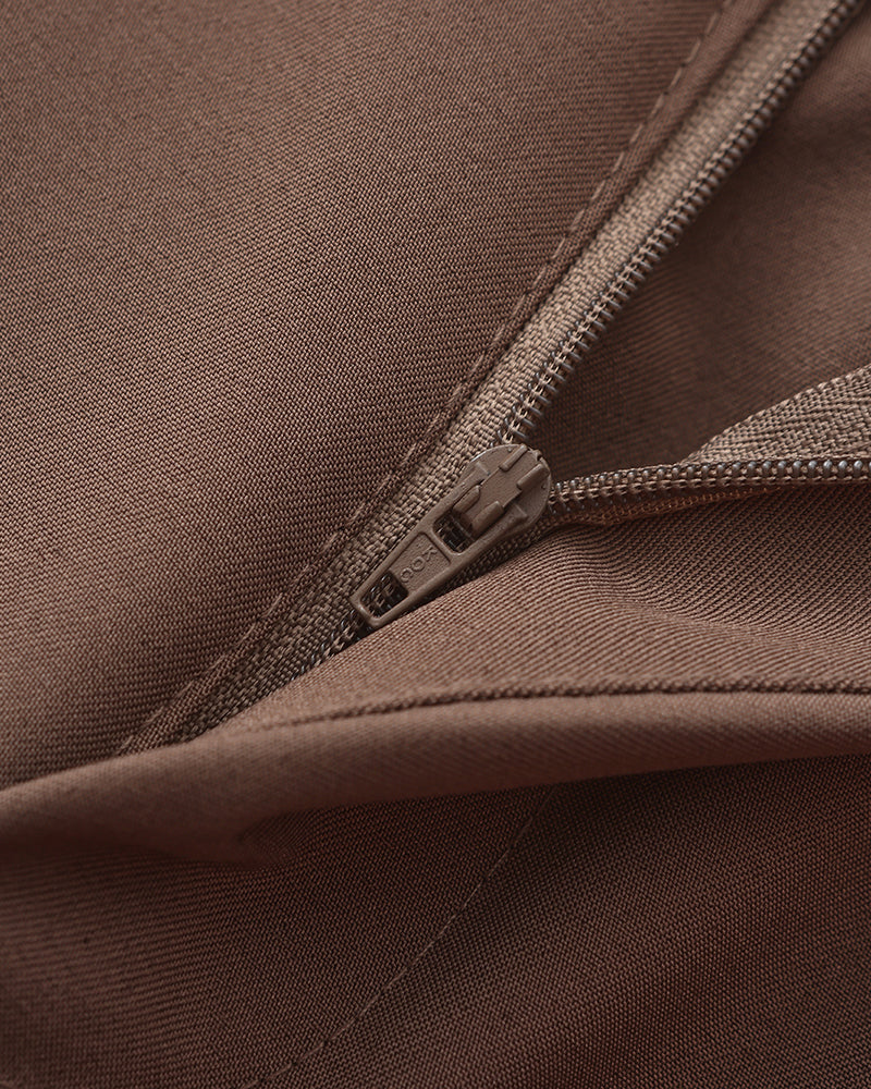 Men's High-Waist Tailored Trousers with Pleats and Belt Loops