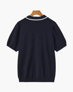 Men's Knit Polo with Contrast Tipping on Collar and Cuffs