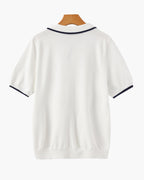 Men's Knit Polo with Contrast Tipping on Collar and Cuffs