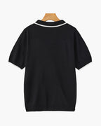 Men's Knit Polo with Contrast Tipping on Collar and Cuffs