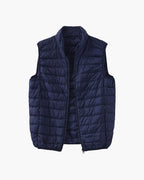 Men's Lightweight Puffer Vest with Stand Collar and Zip - Navy