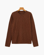 Men's Linen-Cotton Crew Neck Sweater with Lightweight Knit - Brown