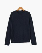 Men's Linen-Cotton Crew Neck Sweater with Lightweight Knit - Blue