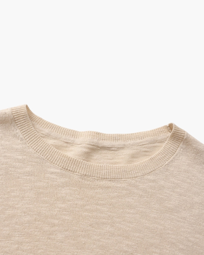 Men's Linen-Cotton Crew Neck Sweater with Lightweight Knit